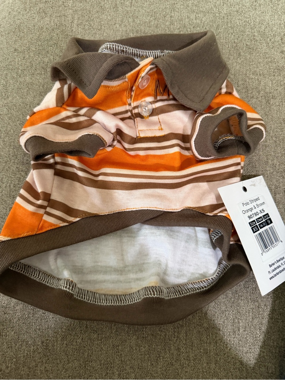 Pet Polo Shirt for Dogs - Orange & Brown Striped
